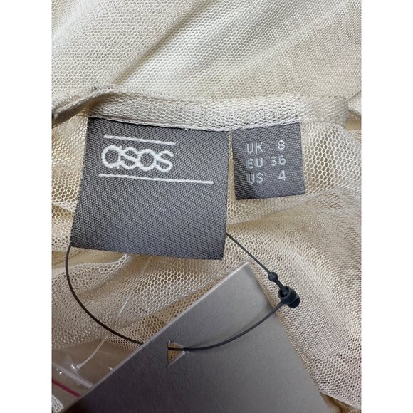 New ASOS Design‎ Formal Cocktail Midi Dress Size 4 Ivory Embroidered Floral - Picture 3 of 15